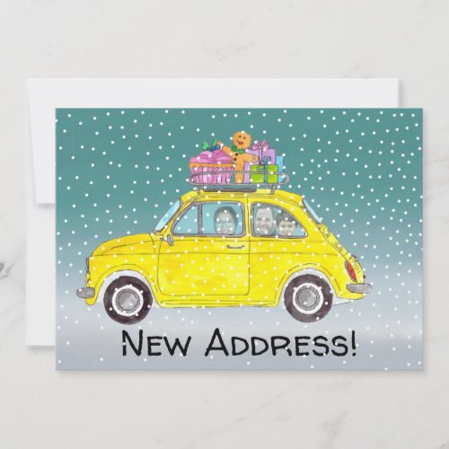 New Address Christmas car customizable photo card