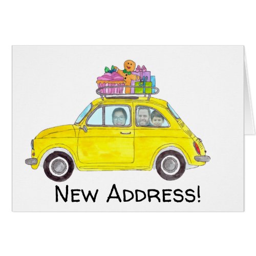 New Address Christmas car customizable photo card