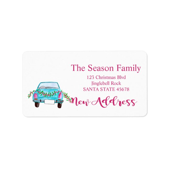 New Address Christmas Car label (Front)