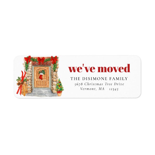 New Address Christmas Front Door Holiday Address Label (Front)