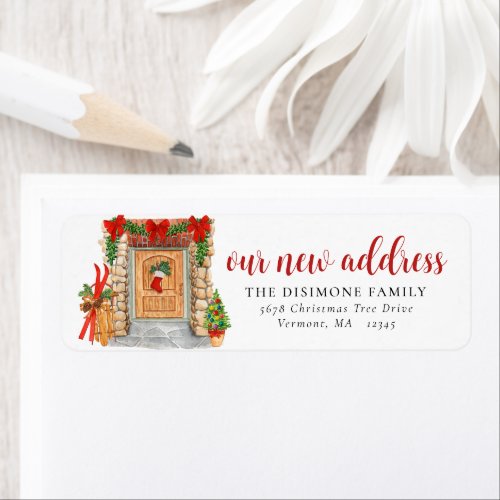 New Address Christmas Front Door Holiday Moving La Label