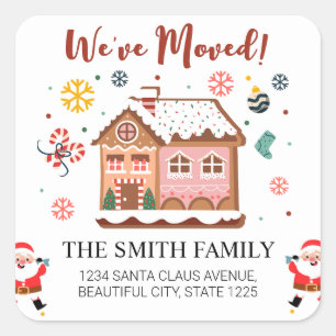 New Address Christmas Santa We Have Moved  Square Sticker