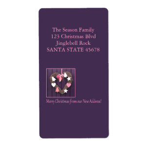 New Address Christmas wreath on door Label