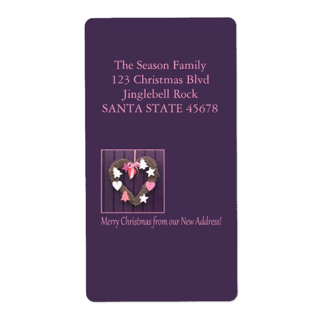 New Address Christmas wreath on door Label (Front)
