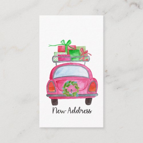 New address Classic Christmas Car Enclosure Card