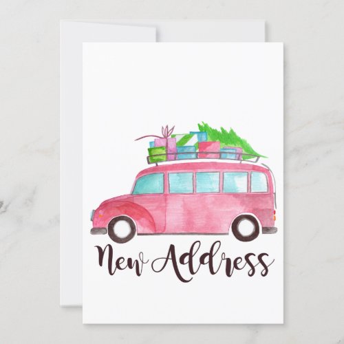 New address Classic Christmas Car Invitation