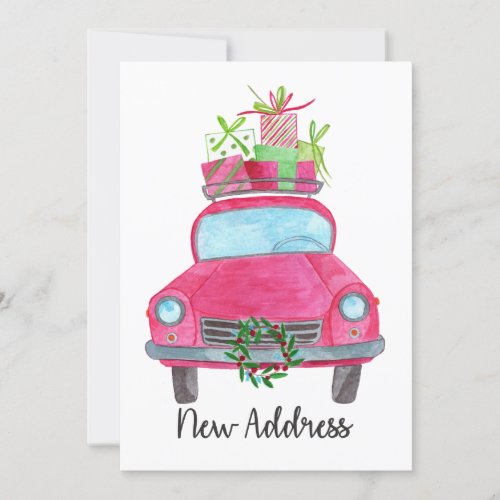 New address Classic Christmas Car Invitation