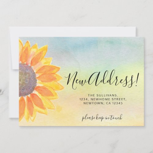 New Address Colorful Sunflower Moving Announcement