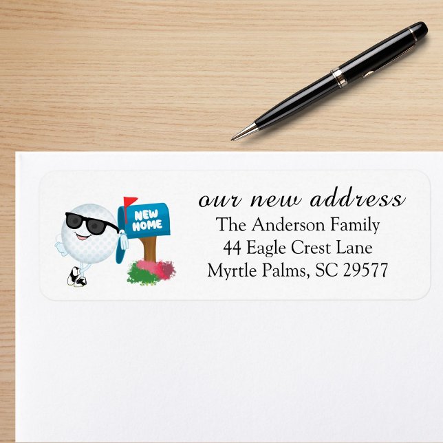 New Address Cool Golf Ball Wearing Sunglass Label (Creator Uploaded)