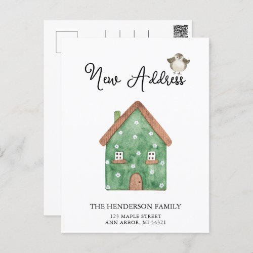 New Address Cute Home Moving Announcement Postcard