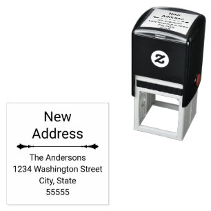 New Address Decorative Line Name & Return Address Self-inking Stamp
