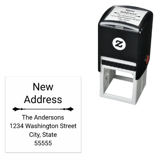 New Address Decorative Line Name & Return Address Self-inking Stamp