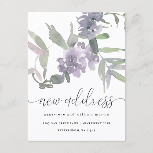 New Address Delicate Floral Change of Address Announcement Postcard