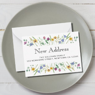 New Address Floral Moving Announcement Mini Card