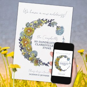 New Address Floral Wreath Moving Announcement