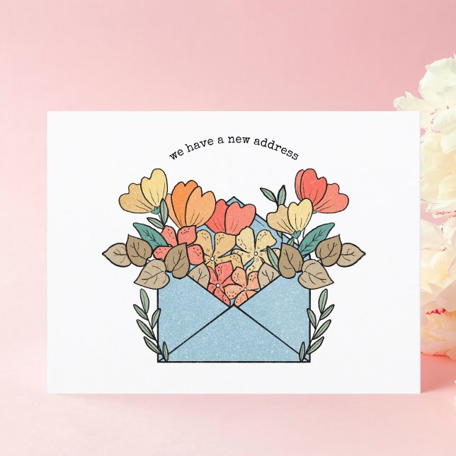New Address Flowers Illustrated Postcard (Creator Uploaded)