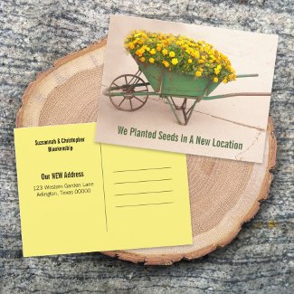 New Address Flowers Vintage Wheelbarrow Template