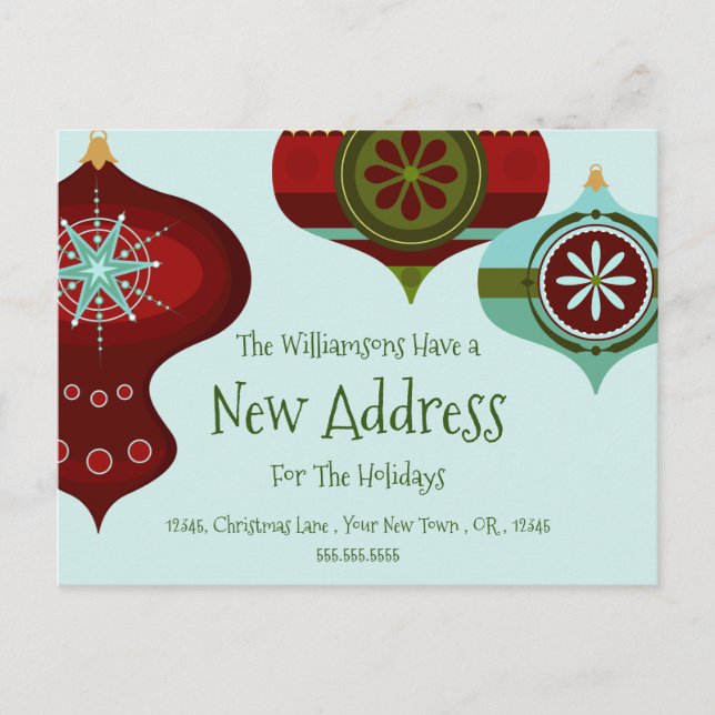 New Address For the Holidays | Retro Christmas Postcard (Front)