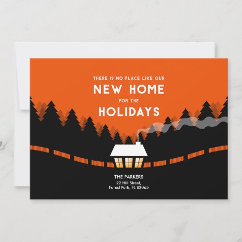 New Address for the Holidays with retro pine trees Card