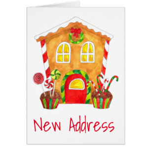 New Address  Gingerbread House Cards