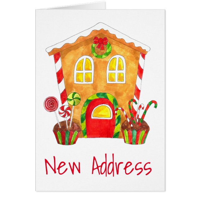 New Address  Gingerbread House Cards (Front)