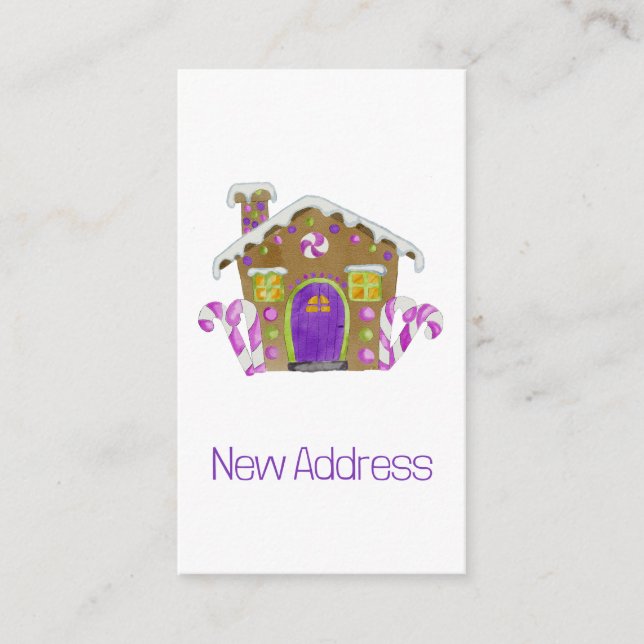 New Address Gingerbread House Enclosure Card (Front)
