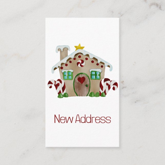 New Address Gingerbread House Enclosure Card (Front)