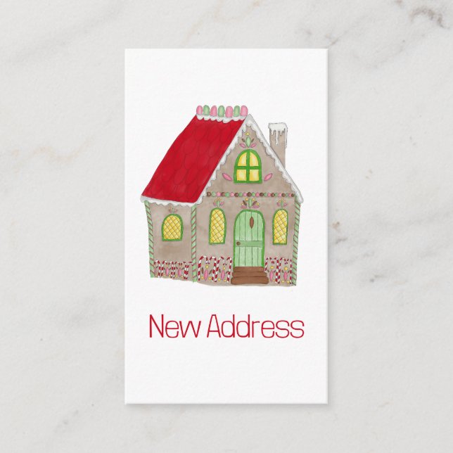 New Address Gingerbread House Enclosure Card (Front)