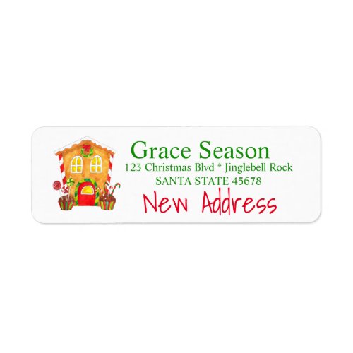 New Address Gingerbread House Label
