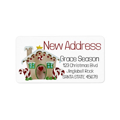 New Address Gingerbread House Label