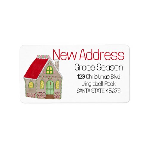 New Address Gingerbread House Label