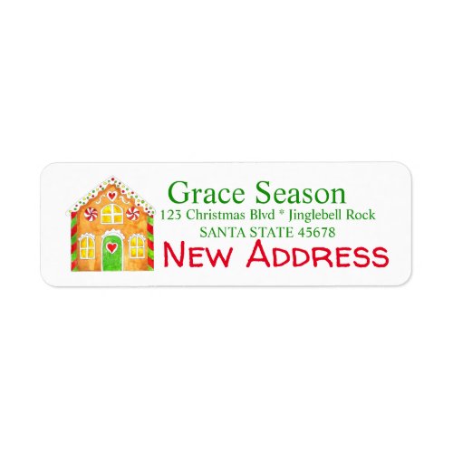 New Address Gingerbread House Label