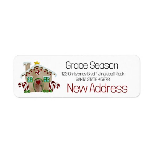 New Address Gingerbread House Label