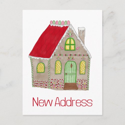 New Address  Gingerbread House Postcard