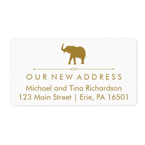 New Address Glam White and Gold Elephant Label