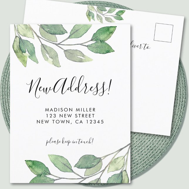 New Address Greenery Moving Announcement Postcard (Creator Uploaded)