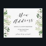 New Address, Greenery Moving Announcement Postcard<br><div class="desc">This modern change of address postcards,  is the perfect and gorgeous way to announce to your friends and family,  that you have moved.</div>
