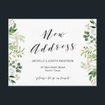 New Address, Greenery Moving Announcement Postcard<br><div class="desc">This modern change of address postcards,  is the perfect and gorgeous way to announce to your friends and family,  that you have moved.</div>