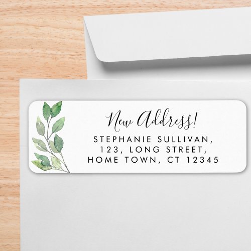 New Address Greenery Return Address Label