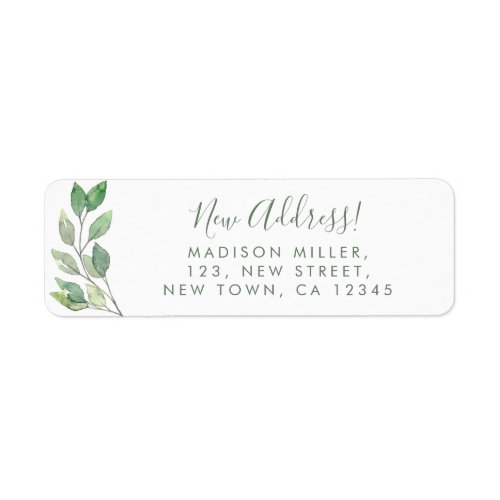 New Address Greenery Return Address Label