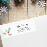 New Address Holly Return Address Label<br><div class="desc">This return address label is decorated with watercolor green holly and red berries.
Easily customizable.
Use the Customize Further option to change the text size,  style,  or color if you wish.
Because we create our artwork you won't find this exact image from other designers.
Original Watercolor © Michele Davies.</div>