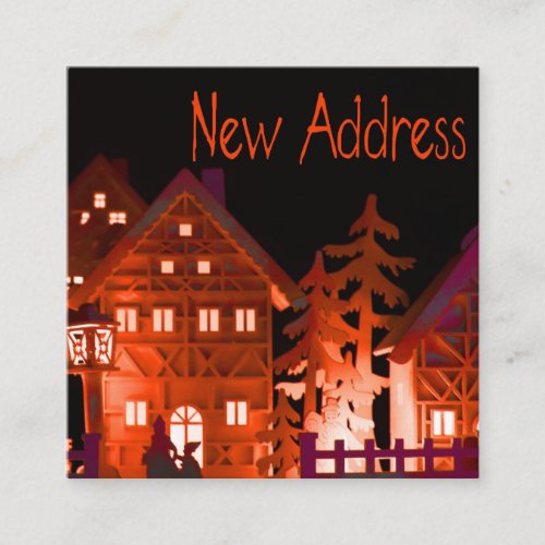 New Address Illuminated Christmas Houses Enclosure Card