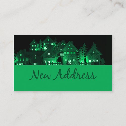 New Address Illuminated Christmas Houses Enclosure Card