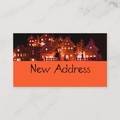 New Address Illuminated Christmas Houses Enclosure Card