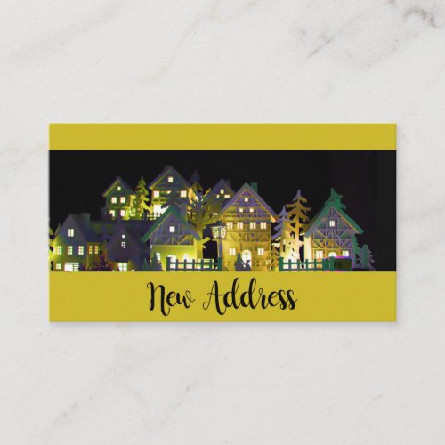 New Address Illuminated Christmas Houses Enclosure Card