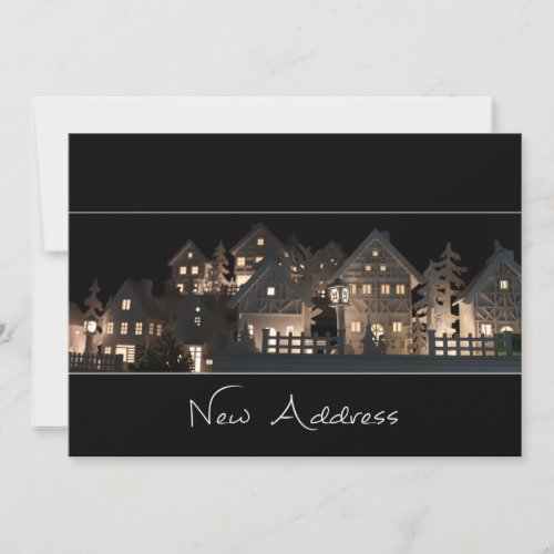 New Address  Illuminated Christmas Houses Invitation