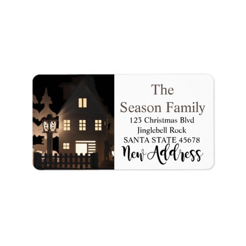 New Address Illuminated Christmas Houses Label