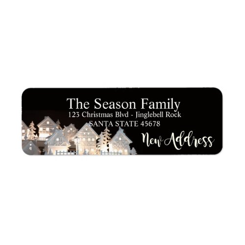 New Address Illuminated Christmas Houses Label