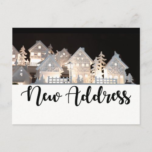 New Address Illuminated Christmas Houses Postcard