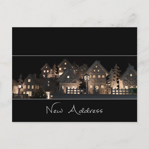 New Address  Illuminated Christmas Houses Postcard